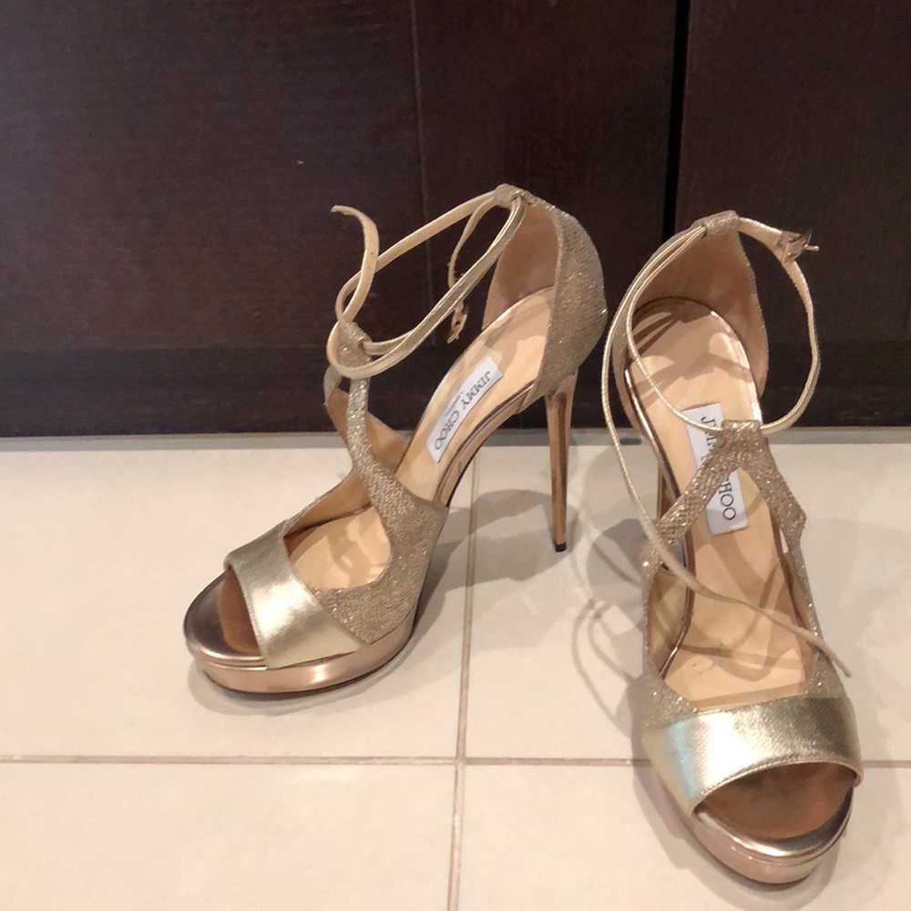 Jimmy Choo gold heels - like new